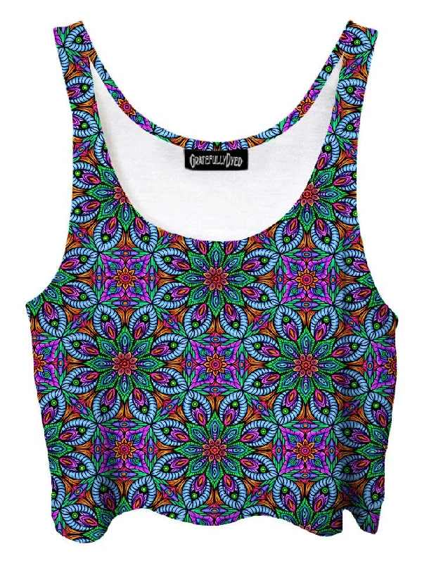 Octagasm Sacred Geometry Flower Mandala Crop Top Iron Safe Non-Iron Wrinkle Free