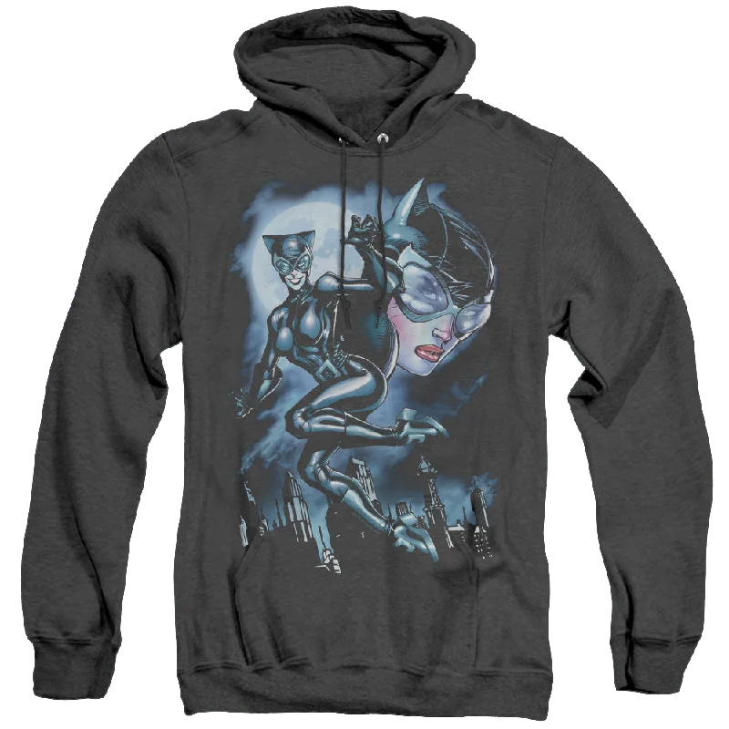 Catwoman Moonlight Cat - Heather Pullover Hoodie Thin Wool Pullover