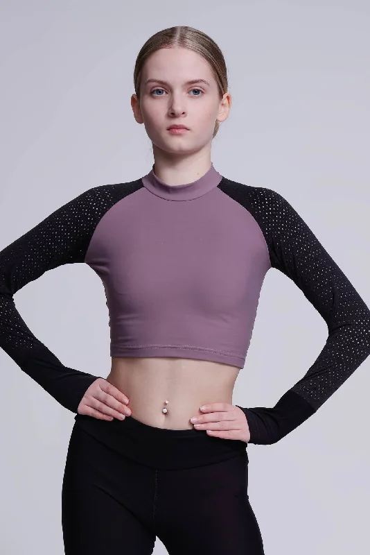 Inspire Crop Top in Mink Lace Blend Ribbed Blend Corduroy Blend