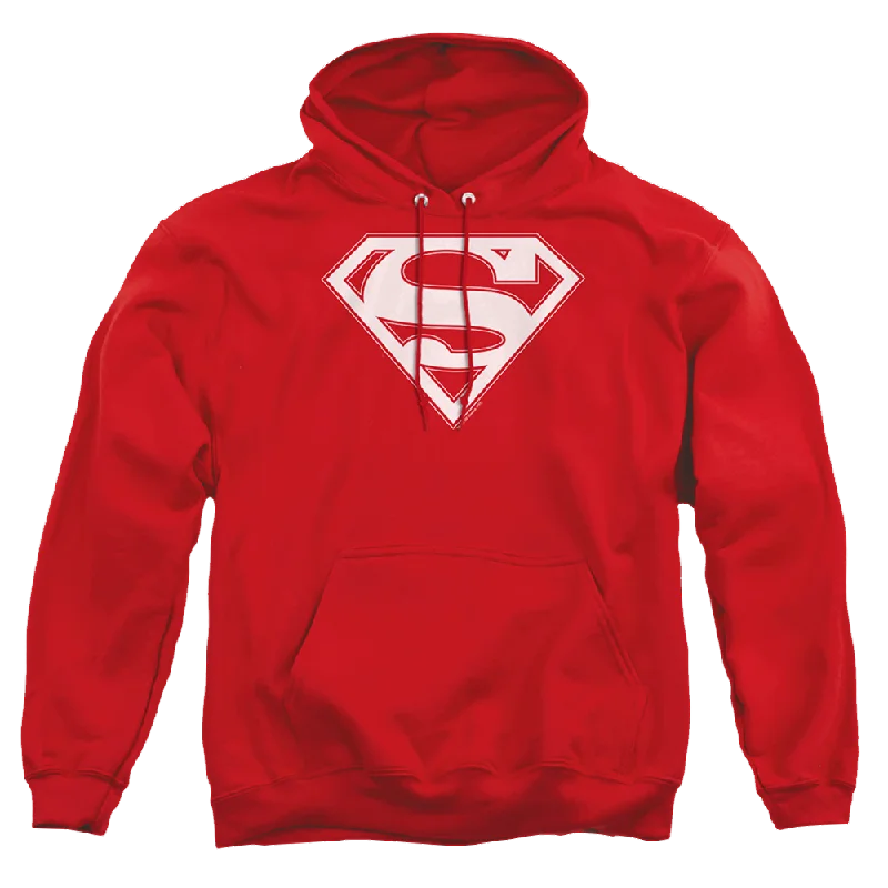 Superman Red & White Shield - Pullover Hoodie Ribbed Crew Neck