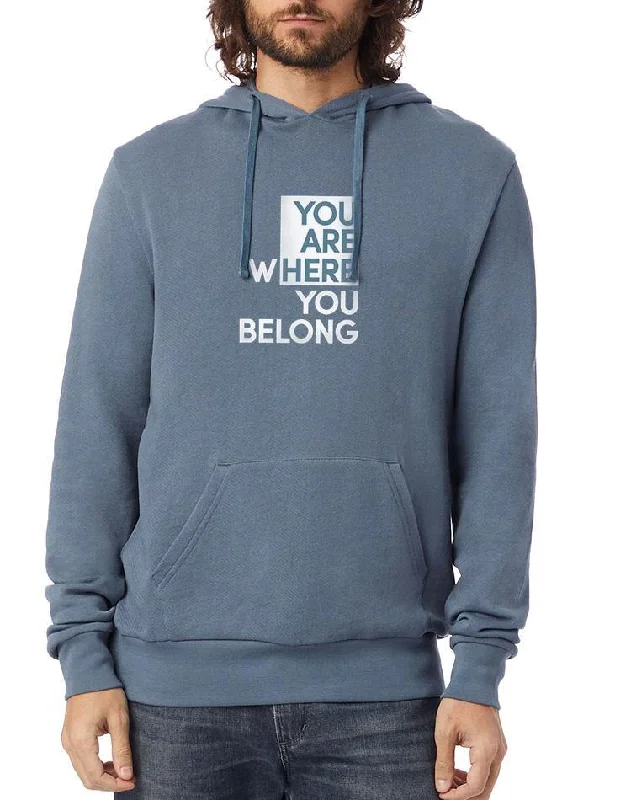 Unisex You Are Here Washed Terry Pullover Hoodie Oversized Cozy Pullover