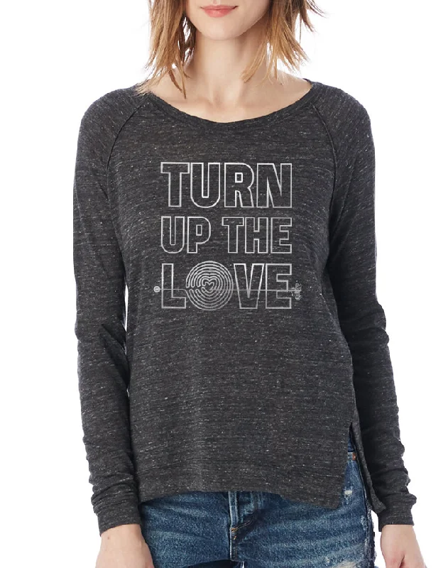 Women's Turn Up The Love Long-Sleeve Raglan Pullover Thin Wool Pullover