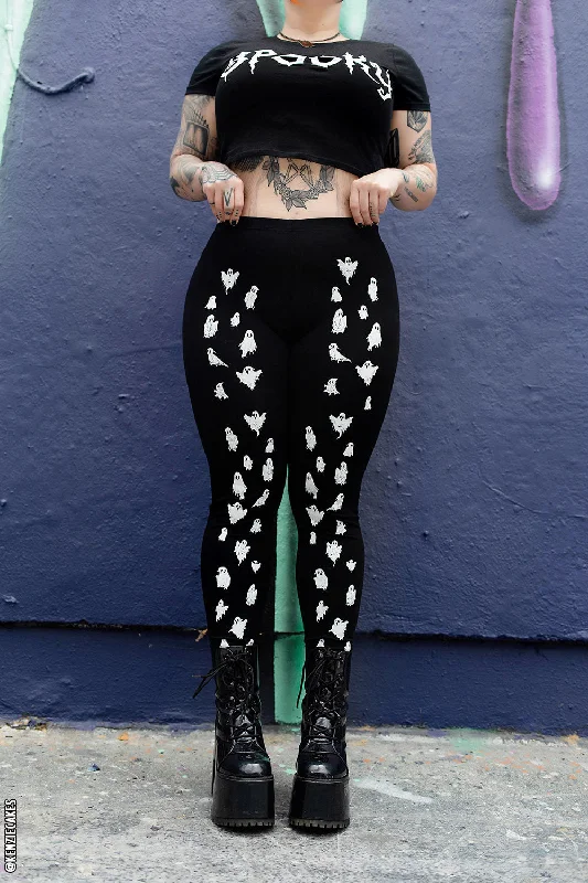 Ooky Spooky Ghost Leggings Fashionable Floral Active Leggings