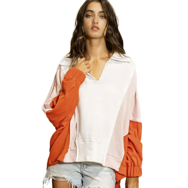 A Next Level Color Block Pullover Made in USA Jewel Neck Pullover