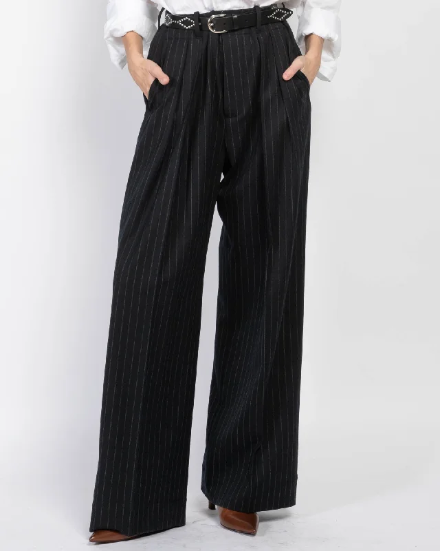 Pinstripe Trousers Chinos Cotton Straight Leg