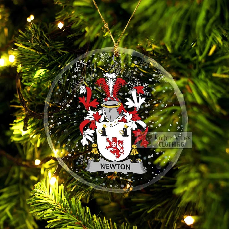Newton Irish Clan Christmas Glass Ornament with Coat of Arms Hooded Caped Scarf