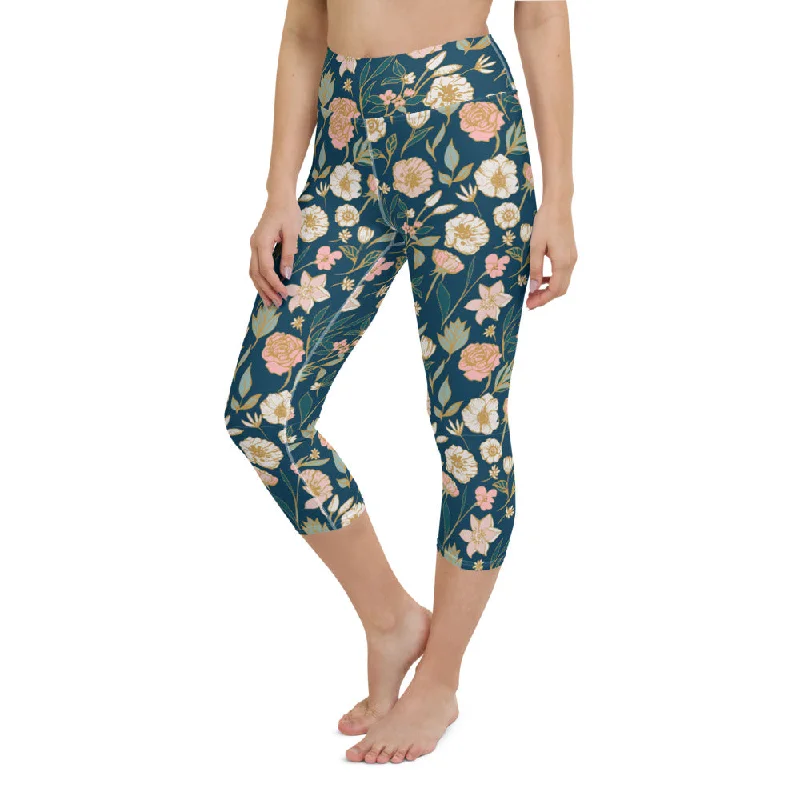 Calm Garden Yoga Capri Leggings Fashionable Minimal Active Leggings