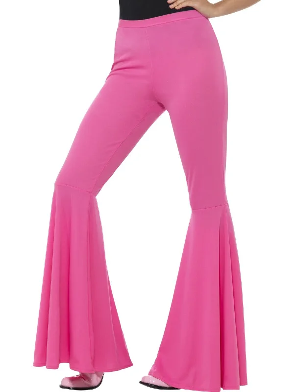Ladies Pink Flared Trousers Fancy Dress 60s 70s Hippy Disco Costume Trousers Leisure Comfortable Ladies Pink Flared Trousers Fancy Dress 60s 70s Hippy Disco Costume Trousers Leisure Comfortable