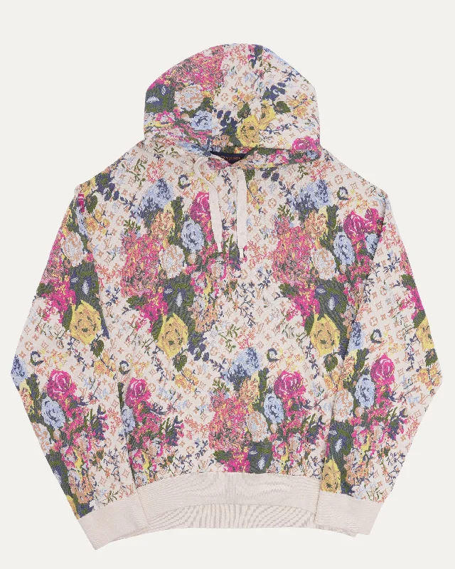 Floral Monogram Jacquard Hoodie Hoodie Crop Top Short Trendy
