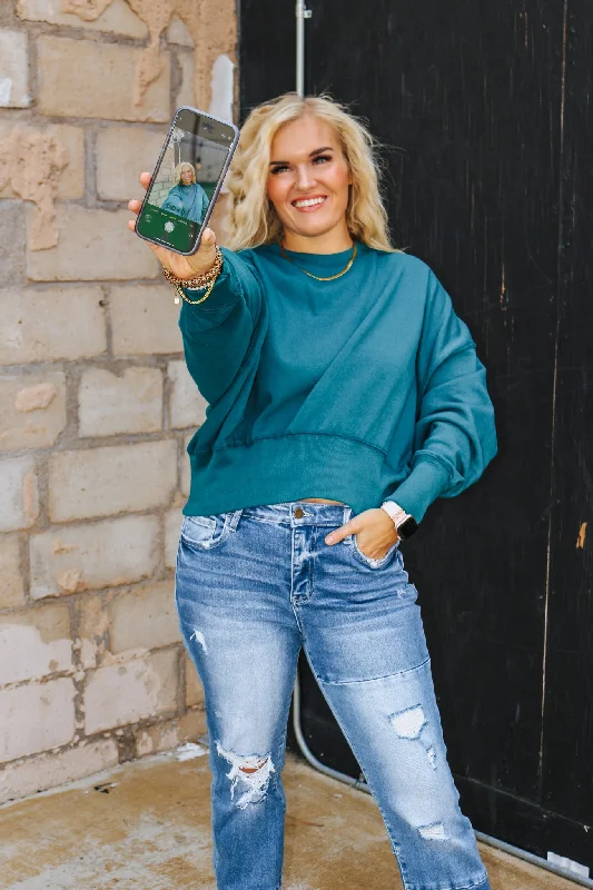 All About The Journey Emerald Sweatshirt Hoodie with Drop Shoulder Relaxed Streetwear