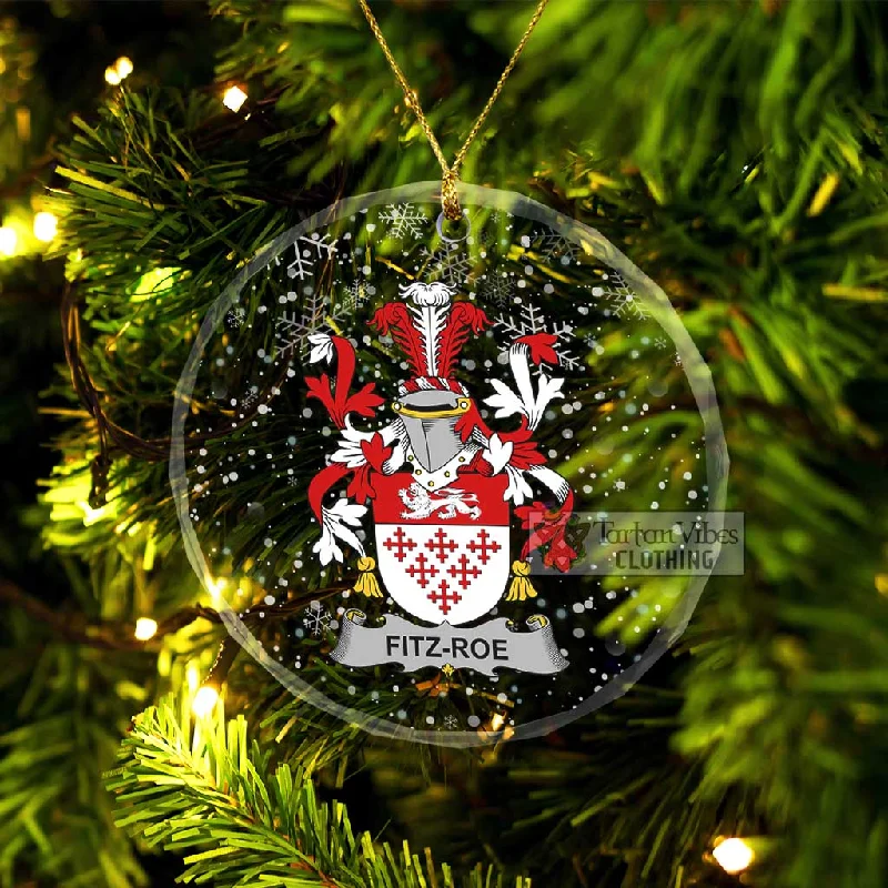 Fitz-Roe Irish Clan Christmas Glass Ornament with Coat of Arms Stand-Up Roll-Neck Turtle
