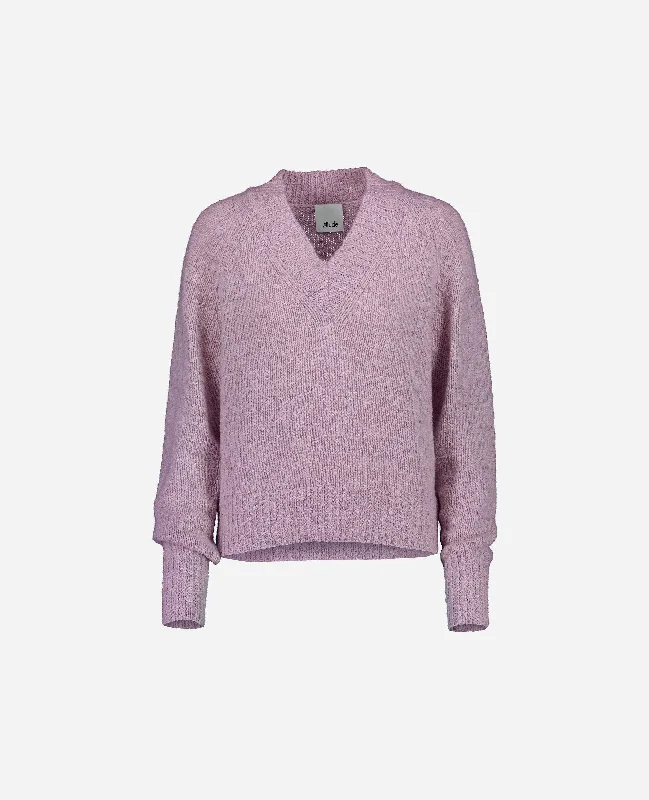 V-Pullover aus Cashmere in Lila Seamless Knit Pullover