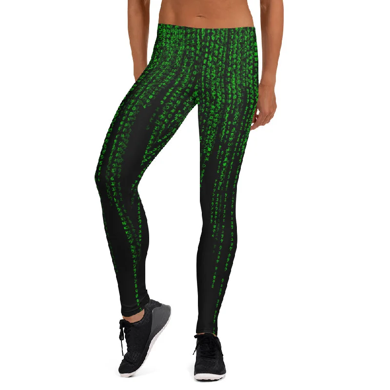 Digital Rain Leggings Stylish Capri Leggings