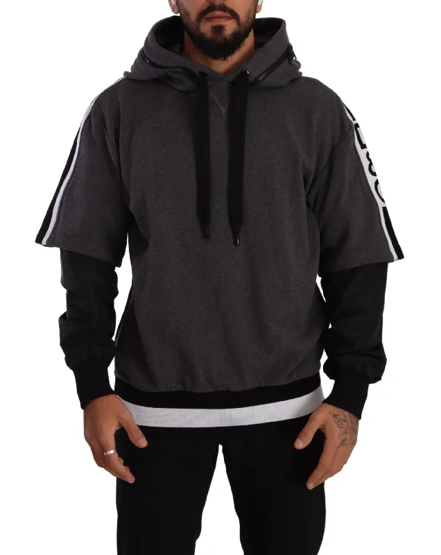 Dolce & Gabbana Elegant Hooded & Pullover Men's Sweatshirt Short Puff Sleeve