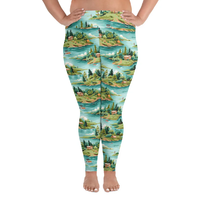 Up North All-Over Print Plus Size Leggings Chic Smooth Fit Leggings