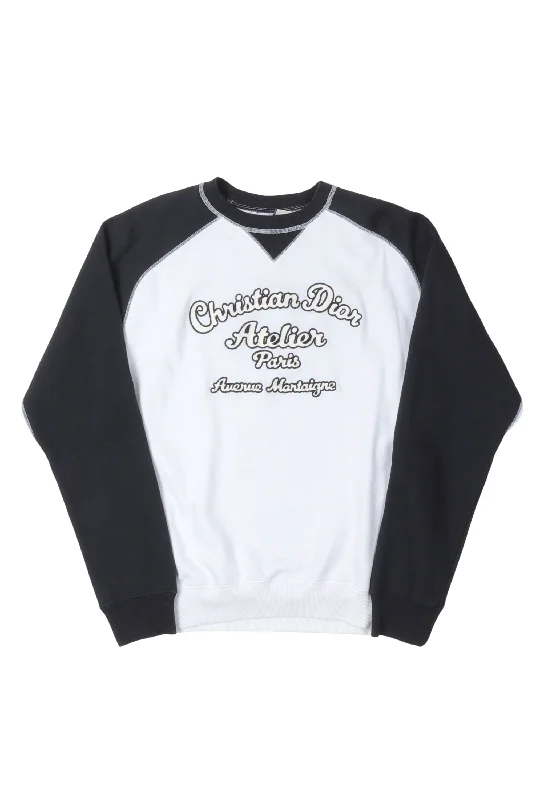 Atelier Logo Raglan Sweatshirt Hoodie with Cuffed Sleeves Snug Secure