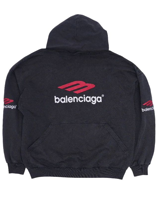 3B Logo Embroidered Hoodie Hoodie with Hem Elastic Stretchable Comfortable