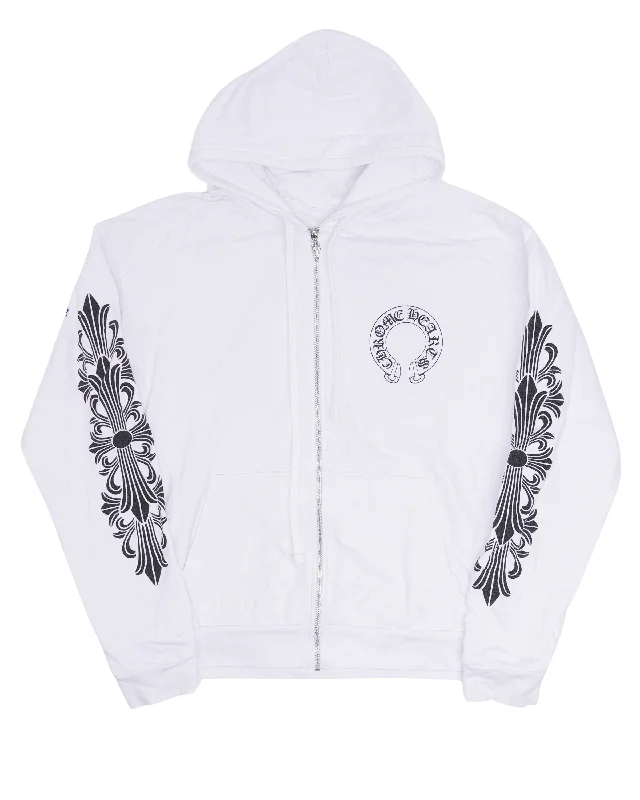 Horseshoe Logo Zip-Up Hoodie Hoodie with Hem Patch Decorative Personalized