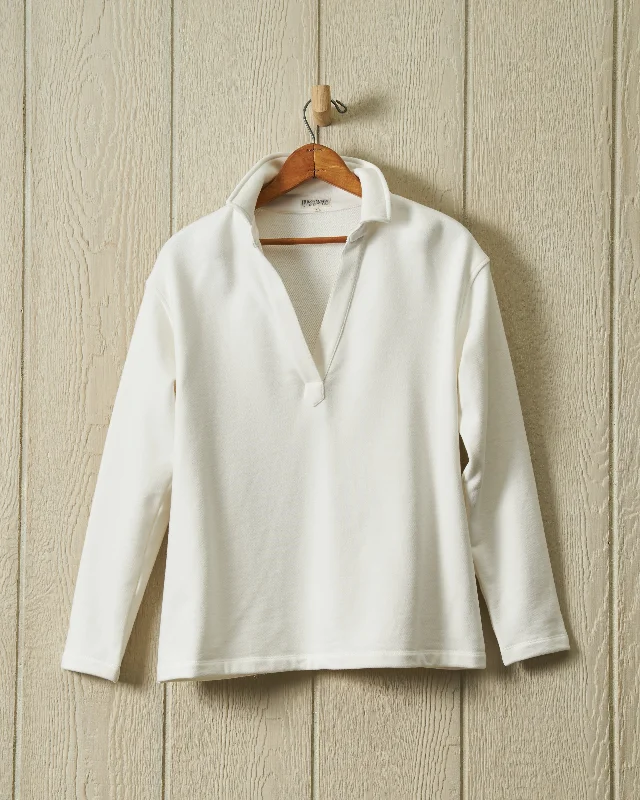 Inlet Pullover in White Loopback Terry One Shoulder Top