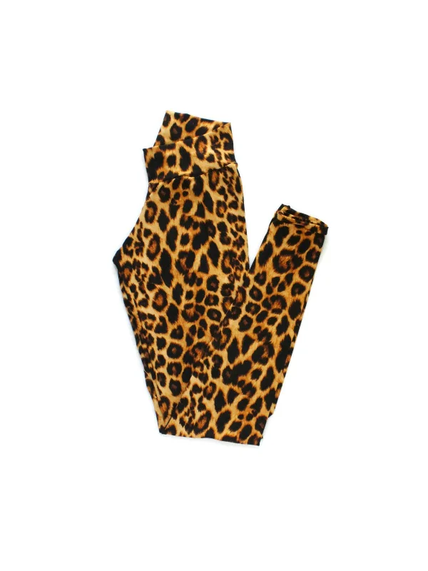 Adult Brown Leopard Leggings Comfortable Zip-Up Leggings