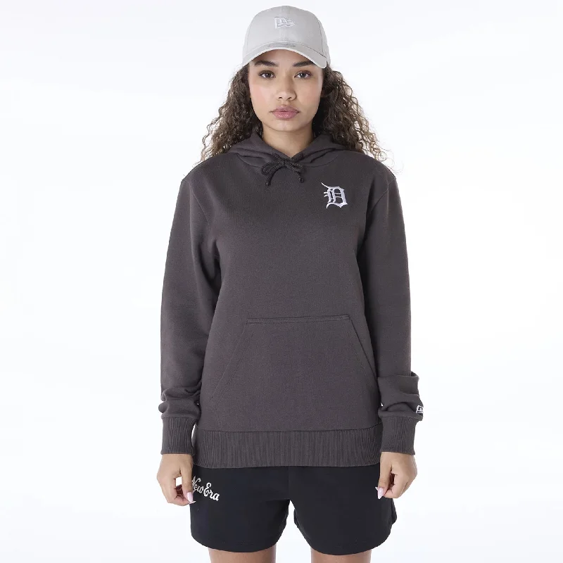 Detroit Tigers Womens MLB League Essential Dark Brown Pullover Hoodie Besom Neck Pullover Detroit Tigers Womens MLB League Essential Dark Brown Pullover Hoodie Besom Neck Pullover
