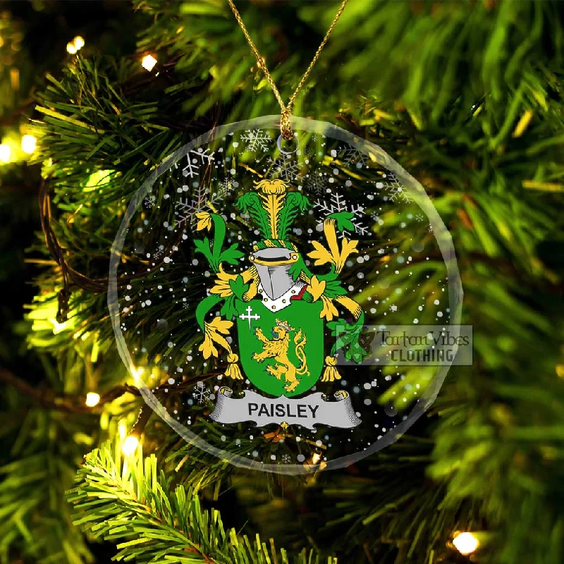 Paisley Irish Clan Christmas Glass Ornament with Coat of Arms Trim Padded Insulated
