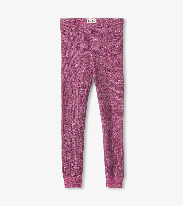 Pink Glitter Knit Leggings Stylish Yoga Leggings