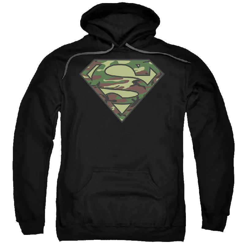 Superman Camo Logo - Pullover Hoodie Tight Sleeve Top