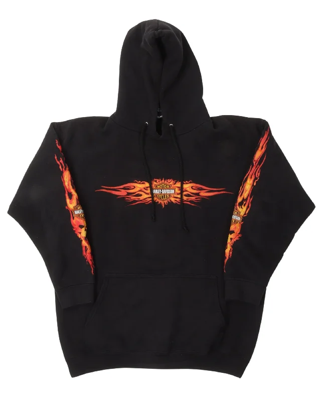 Harley Davidson Hangtown Flame Logo Hoodie Hoodie with Gradient Ombre Colorful