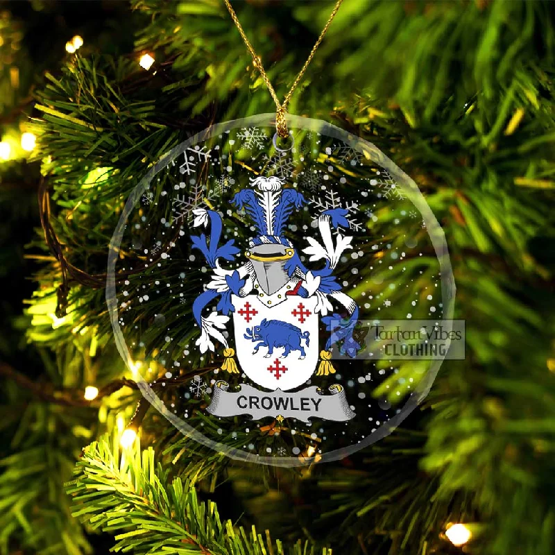 Crowley Irish Clan Christmas Glass Ornament with Coat of Arms Boat Neck Jacket Square Neck Jacket One-Shoulder Jacket