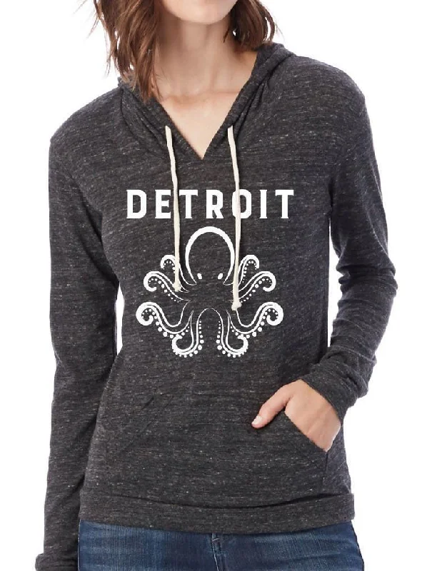 Women's Detroit Octopus Eco-Jersey Hooded Pullover Cap Sleeve Casual