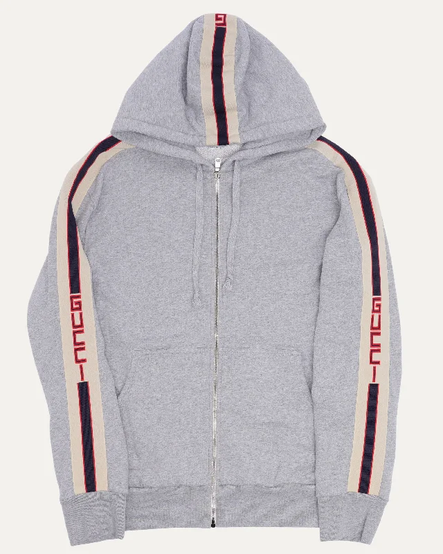 Logo Stripe Zip Up Hoodie Hoodie Jacket Zipper Layering