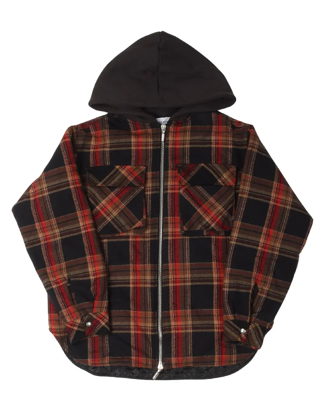 Flannel Zip-Up Hoodie Hoodie Sweatshirt Pullover