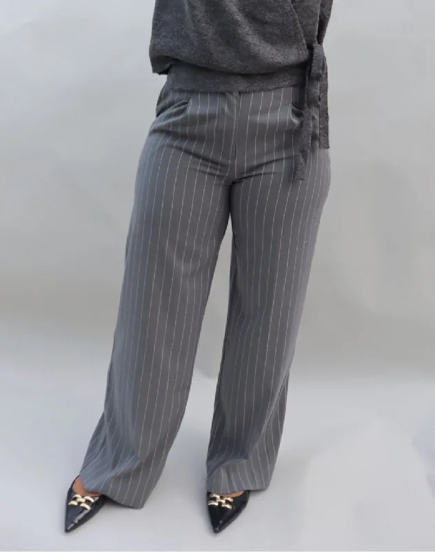 GREY PINSTRIPE TROUSERS Trousers Leisure Comfortable