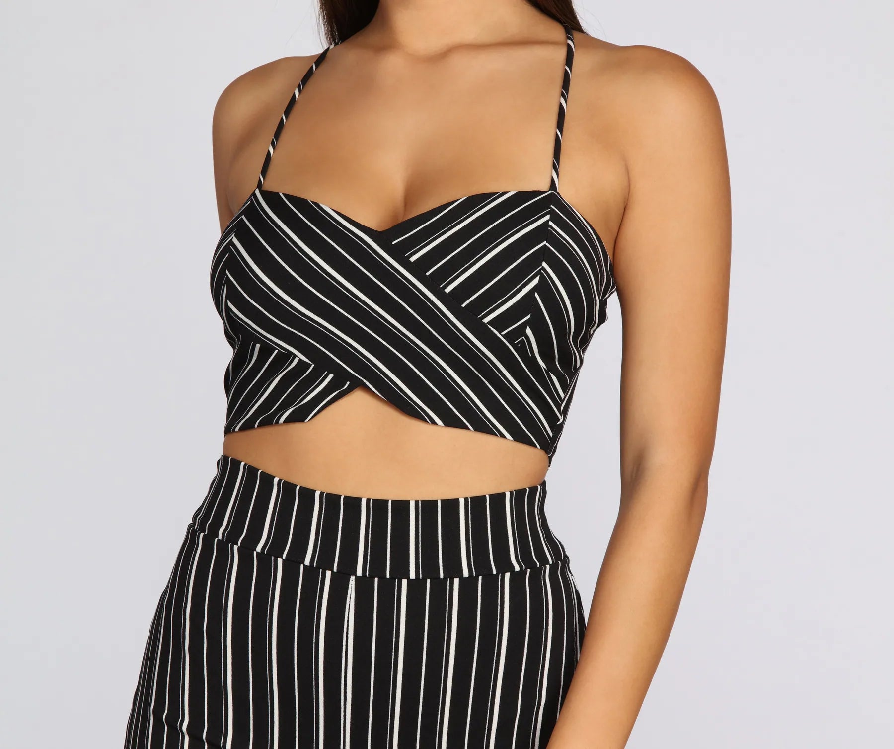 Sleek In Stripes Crop Top Faux Fur Fabric Real Fur Fabric Shearling Fabric