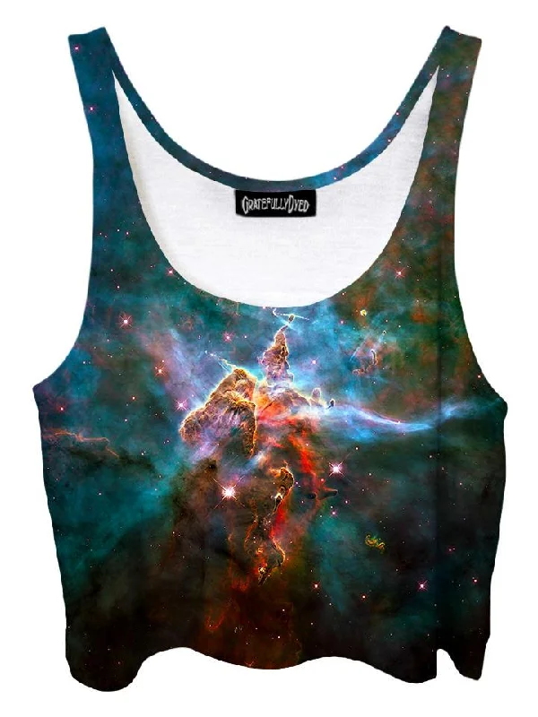 Aura Rainbow Nebula Galaxy Crop Top Sequined Glittery Shiny
