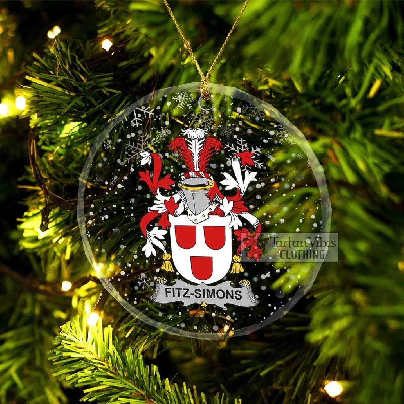 Fitz-Simons Irish Clan Christmas Glass Ornament with Coat of Arms Fitted Loose Oversized