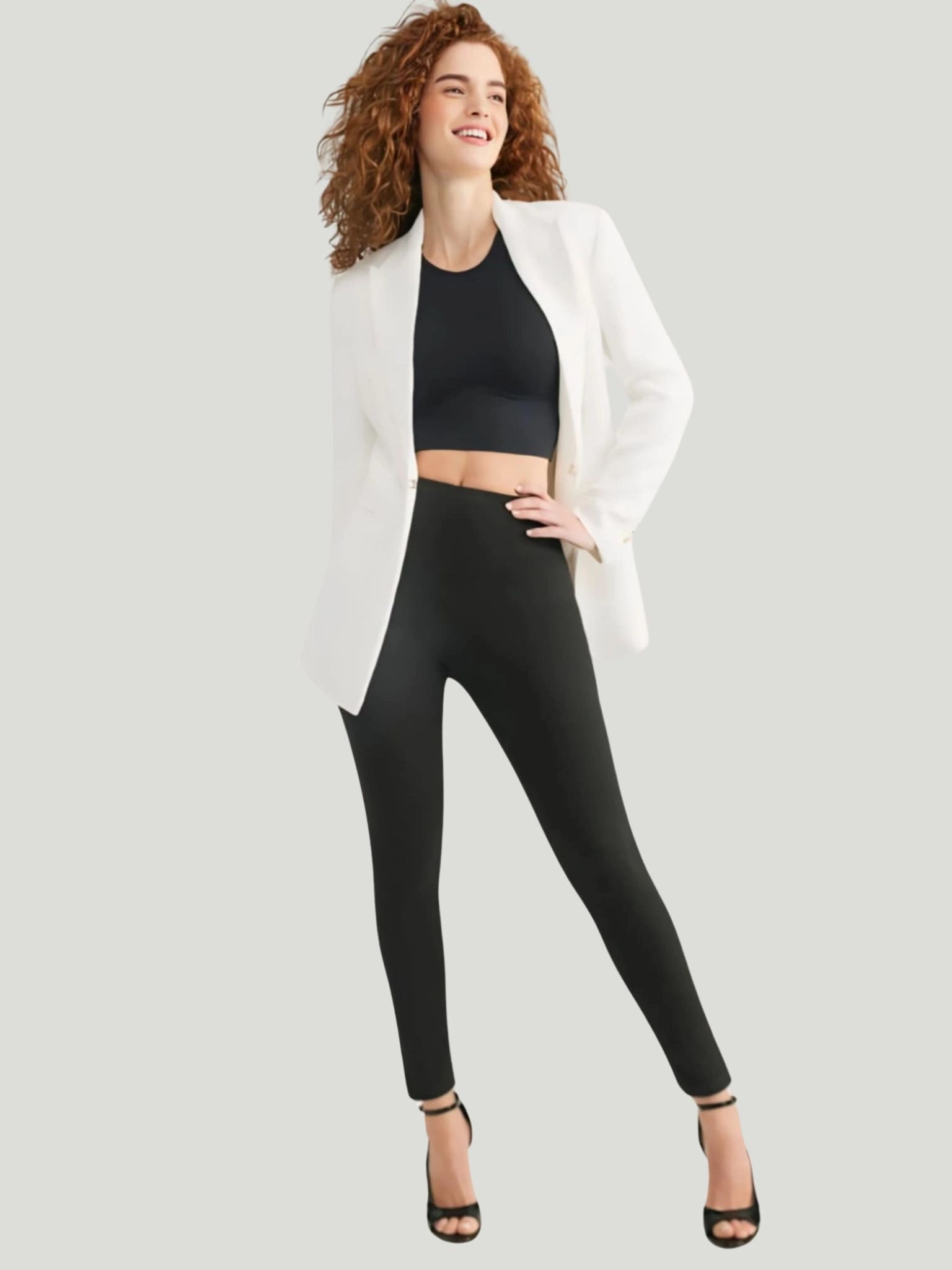 Yummie Denim Shaping Legging Fashionable Ribbed Knit Leggings