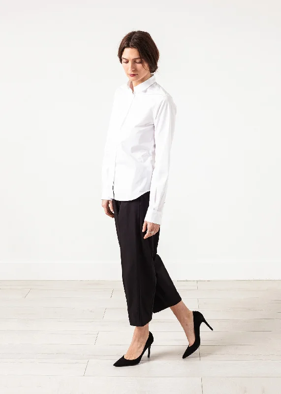 Wide Cropped Trouser in Black Trousers luxurious premium