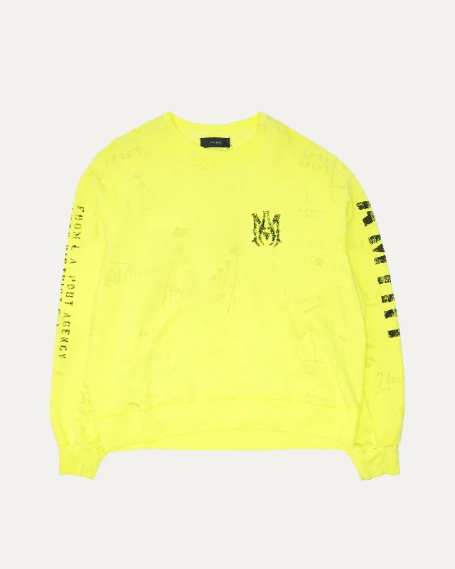 Stencil Crewneck Sweatshirt Hoodie with Longline Fit Extended Stylish