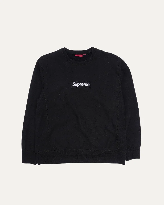 Box Logo Crewneck Sweatshirt Hoodie with Half-Zip Sporty Casual