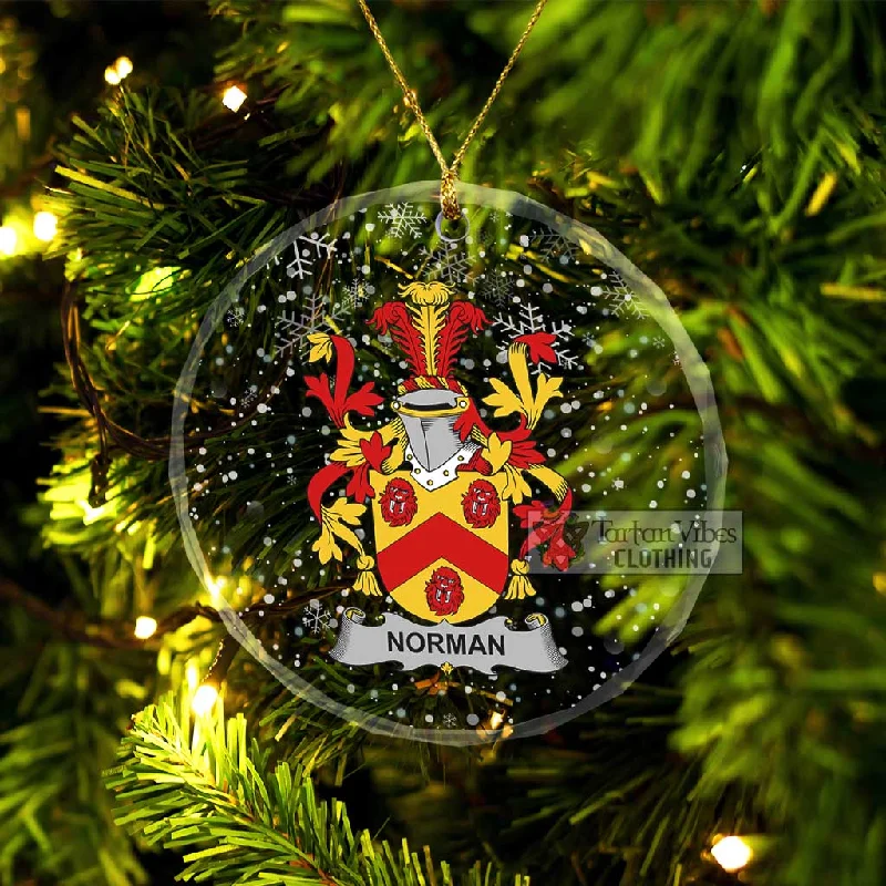 Norman Irish Clan Christmas Glass Ornament with Coat of Arms Solid Print Jacquard