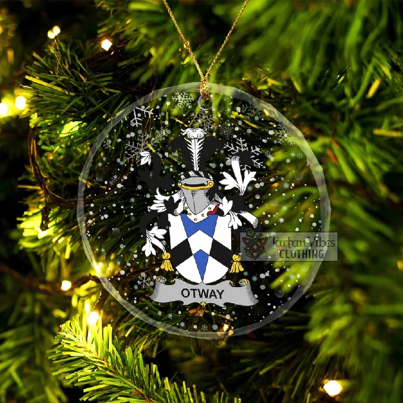 Otway Irish Clan Christmas Glass Ornament with Coat of Arms Welt Pockets Slit Pockets Flap Pockets