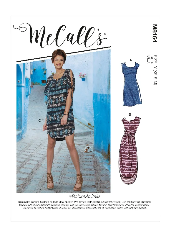 McCall's Pattern M8164 Misses' Pullover Dresses With Sleeve Ties, Pocket Variations & Belt Bolero Style Sweater