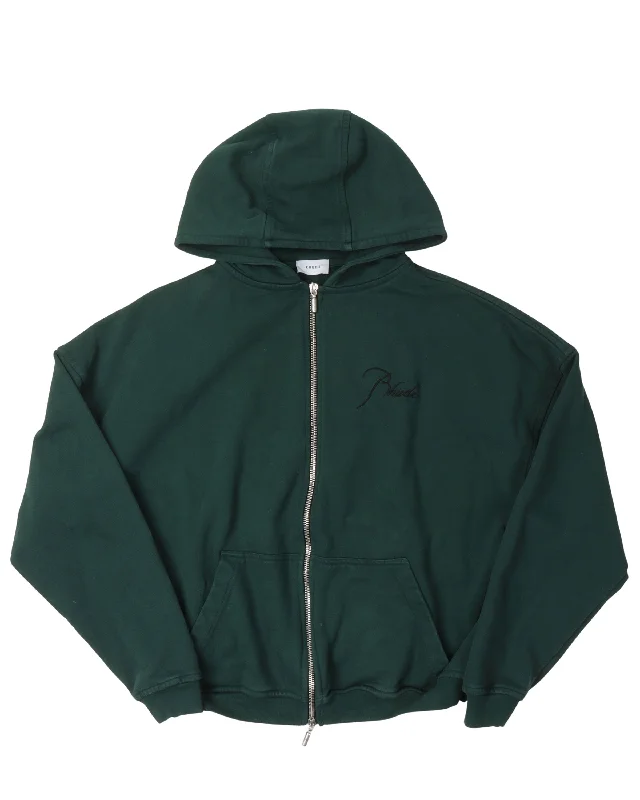 Embroidered Zip Up Hoodie Hoodie with Cropped Fit Short Trendy