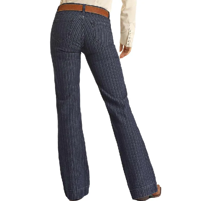 Rock & Roll Denim Women's Jacquard Stripe Trouser Jeans Trousers Custom Made