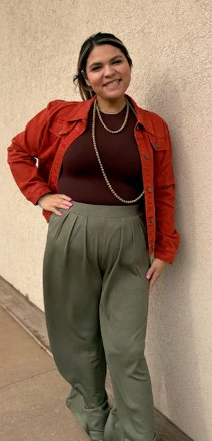 Texline Olive Trousers Trousers Harem Relaxed Fit