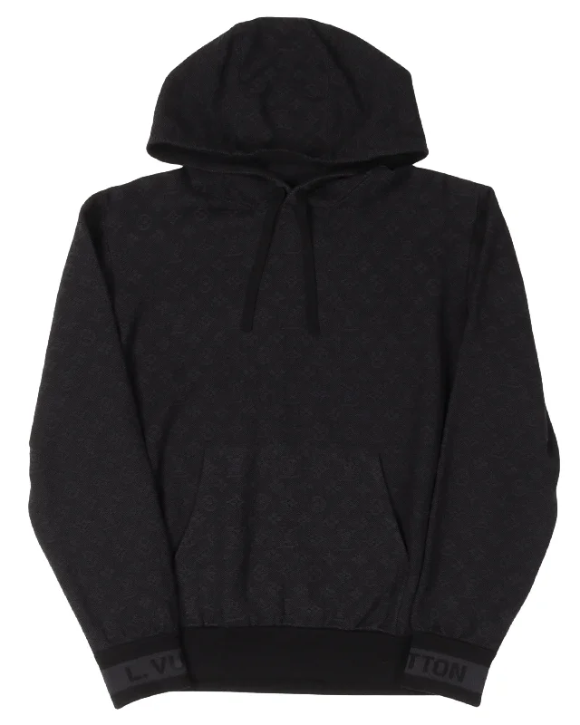 Monogram Jacquard Knit Hoodie Hoodie with Applique Textured Unique
