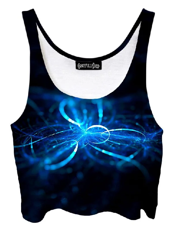 Electric Blue Light Show Galaxy Crop Top Chenille Fabric Brocade Fabric Lace Fabric