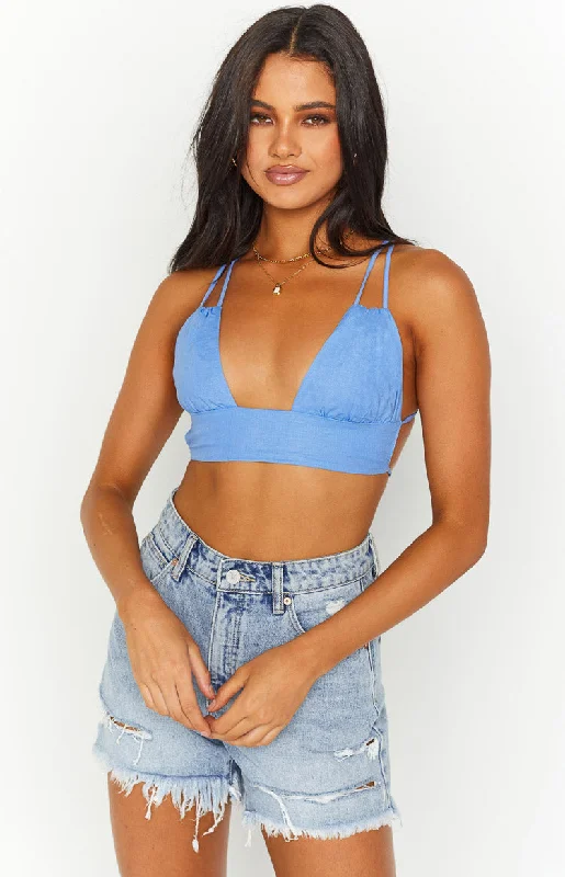 Believe Blue Crop Top Fleece Fabric Down Fabric Feather Fabric